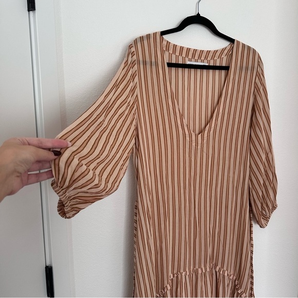 Faithfull The Brand Matilda Peasant High Low Dress Almeria Striped Size XS Women - Picture 7 of 9